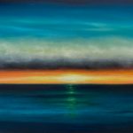 Abstract Seascape Oil Painting – Golden in Time – Professional Artist Julia Everett