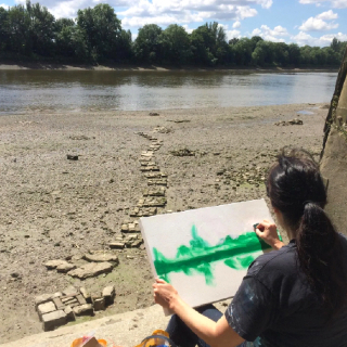 Hastings East Sussex Professional Artist Julia Everett - Work in progress - Plein Air on the River Thames