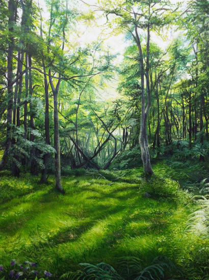 Woodland Glade - Clearing - Landscape Painting by East Sussex Acrylic Artist Darren Slater