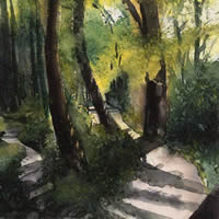 Manser's Shaw Woodland Battle East Sussex - Painting by Artist Sharon Bruce