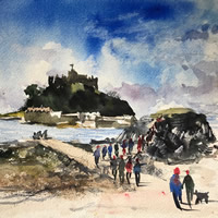 St Michael’s Mount Cornwall – Watercolour Painting – Landscape Artist Sharon Bruce