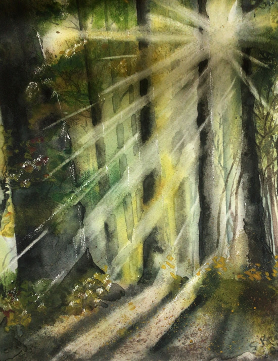 Through the Trees Original Painting and Prints available - Battle East Sussex Artist Sharon Bruce
