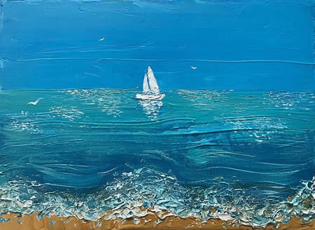 Coastal Painting - Sailboat by Yulia Francis Crowborough East Sussex Artist