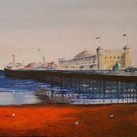 Art Gallery – Brighton Pier Sunset Oil Painting by Peacehaven East Sussex Artist Lorrayne A Chambers