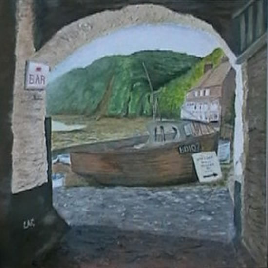 Art Gallery - Cornish Bar - Textured Acrylic Painting by Peacehaven East Sussex Artist Lorrayne A Chambers