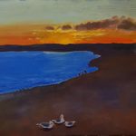 Art – Seaford Sunset Oil Painting by Peacehaven East Sussex Artist Lorrayne A Chambers
