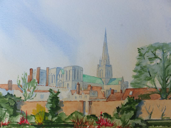 Sussex Art - Chichester Cathedral Watercolour Painting
